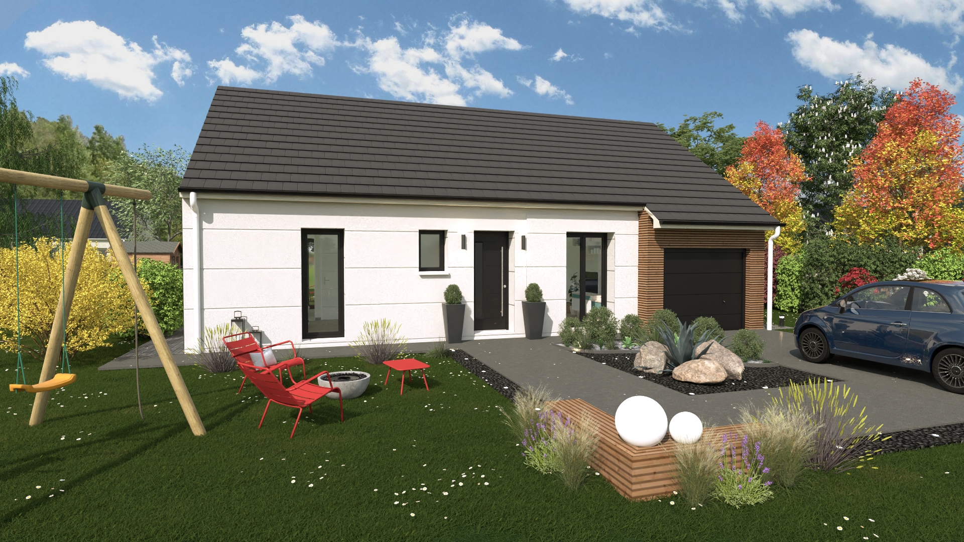 Maison de plain pied loélie, 3 chambres avec garage
