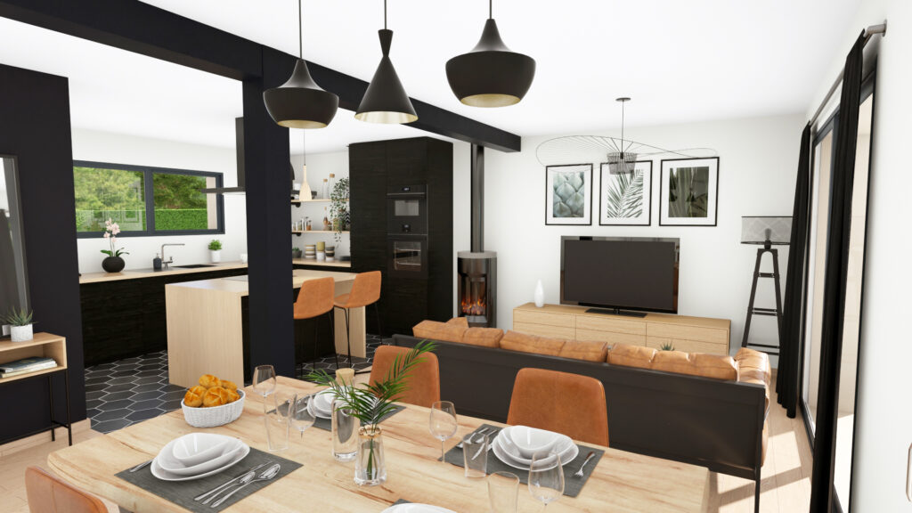 maison en U salon idée