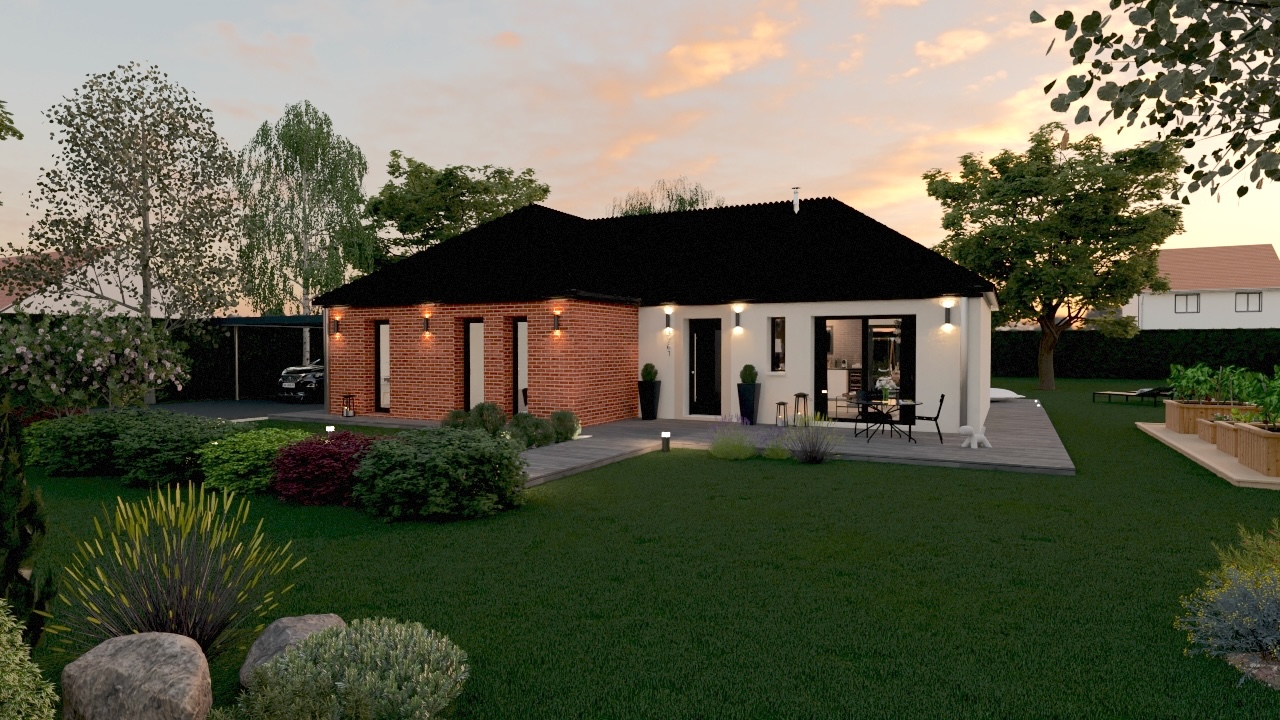 maison en L en briques