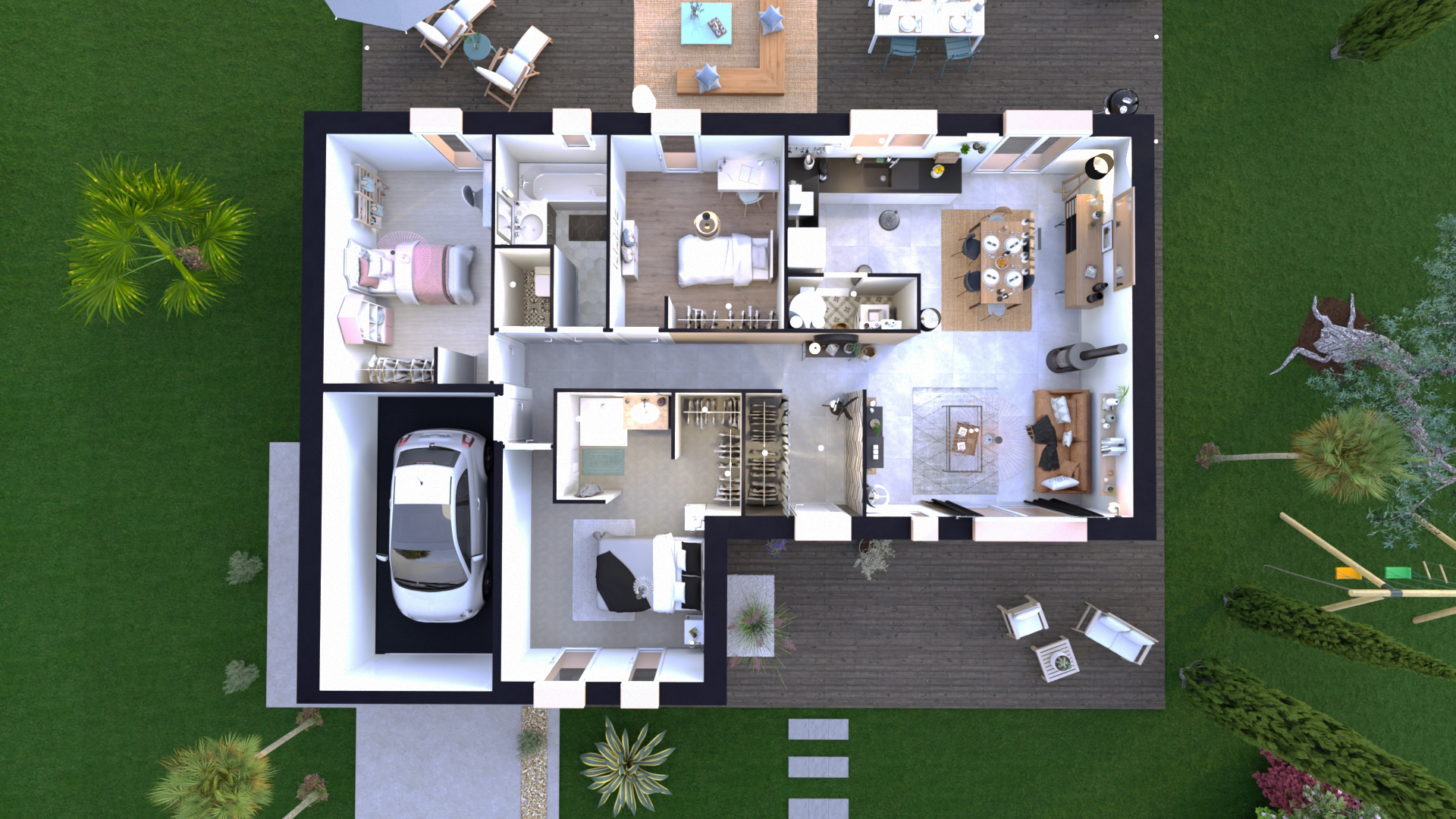 plan-maison-en-L-3-chambres-garage