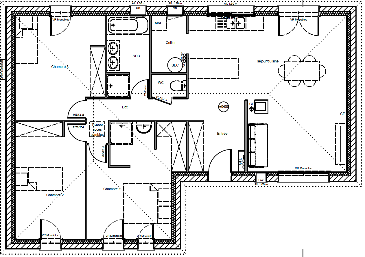 plan-maison-en-L-3-chambres-spacieuse-moderne-contemporaine