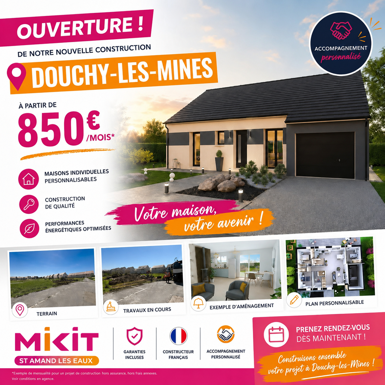 Construire sa maison à Douchy-les-Mines : devenez propriétaire à partir de 850 €/mois avec MIKIT ST AMAND LES EAUX