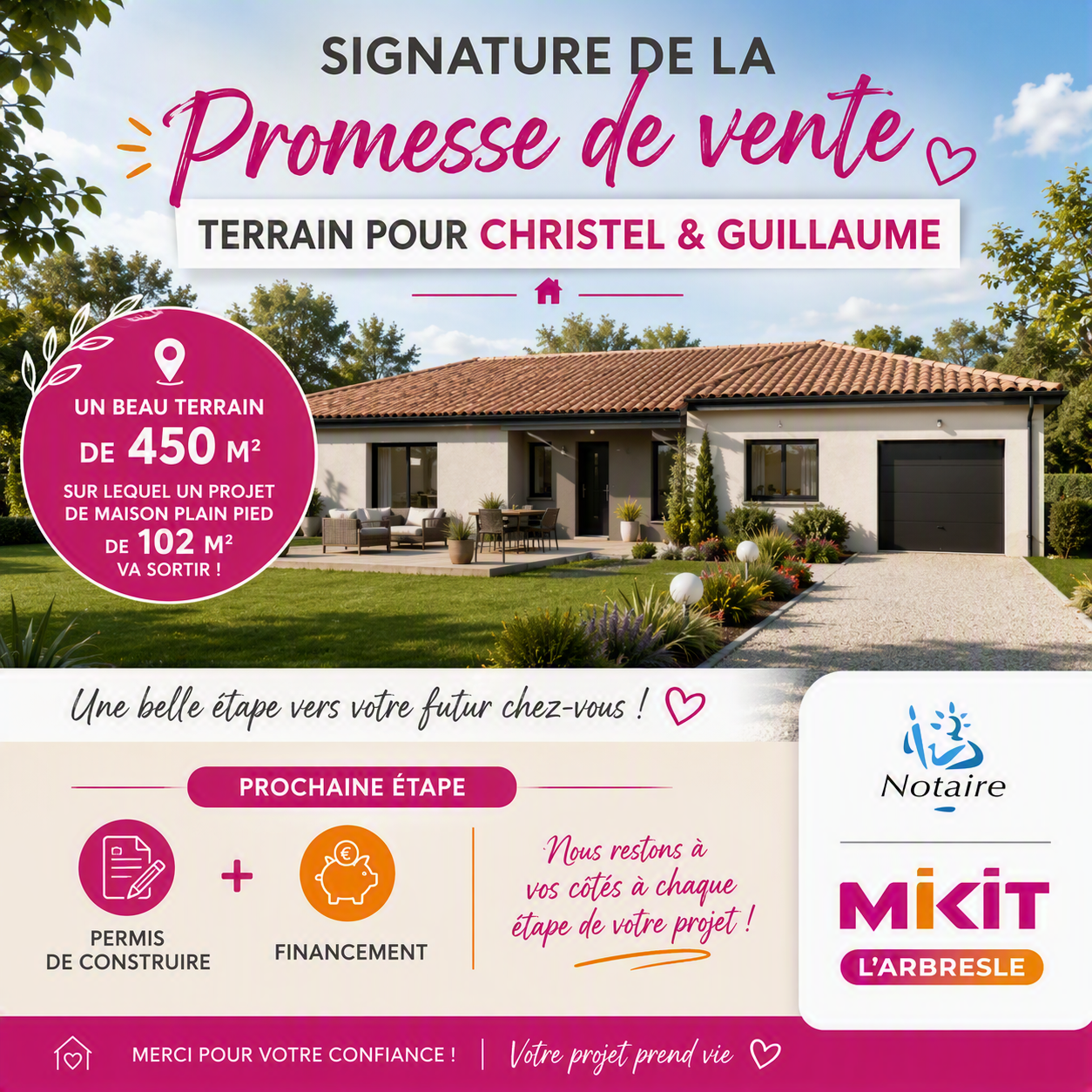 Signature de la promesse de vente pour Christel et Guillaume