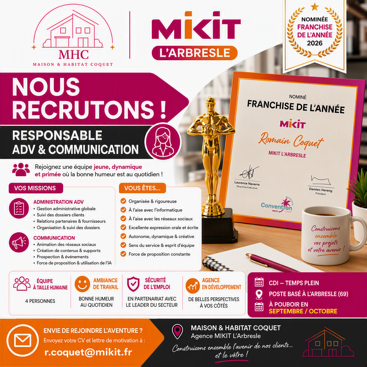 Recrutement responsable ADV et Communication